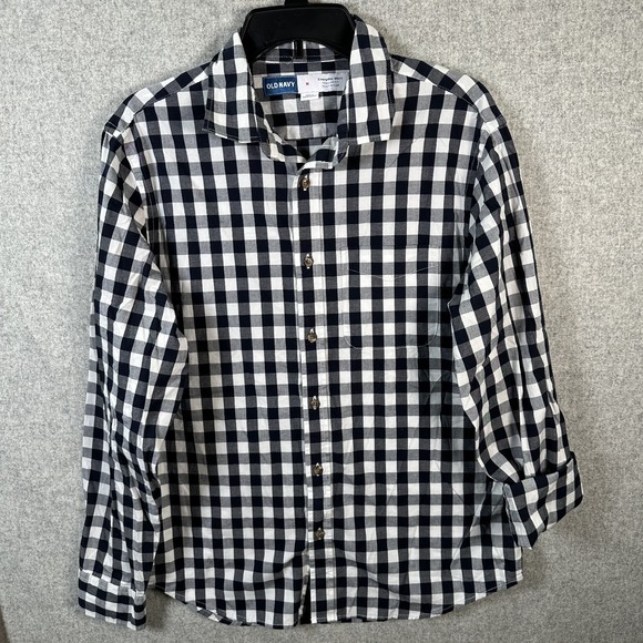 Old Navy Other - Old Navy Boys Medium Everyday Shirt Checkered Long Sleeve Black White‎ Button